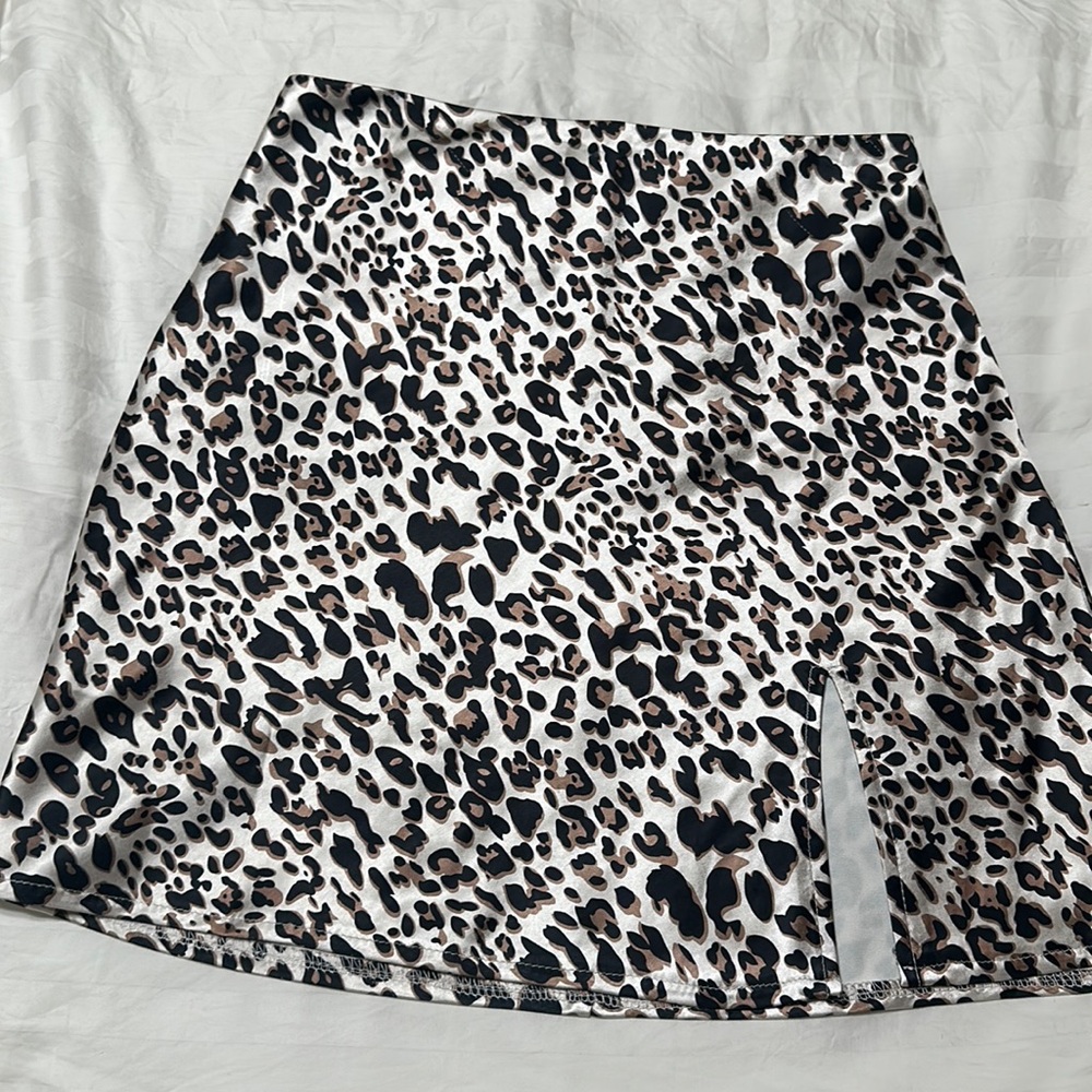 Cheetah Print Silk Skirt